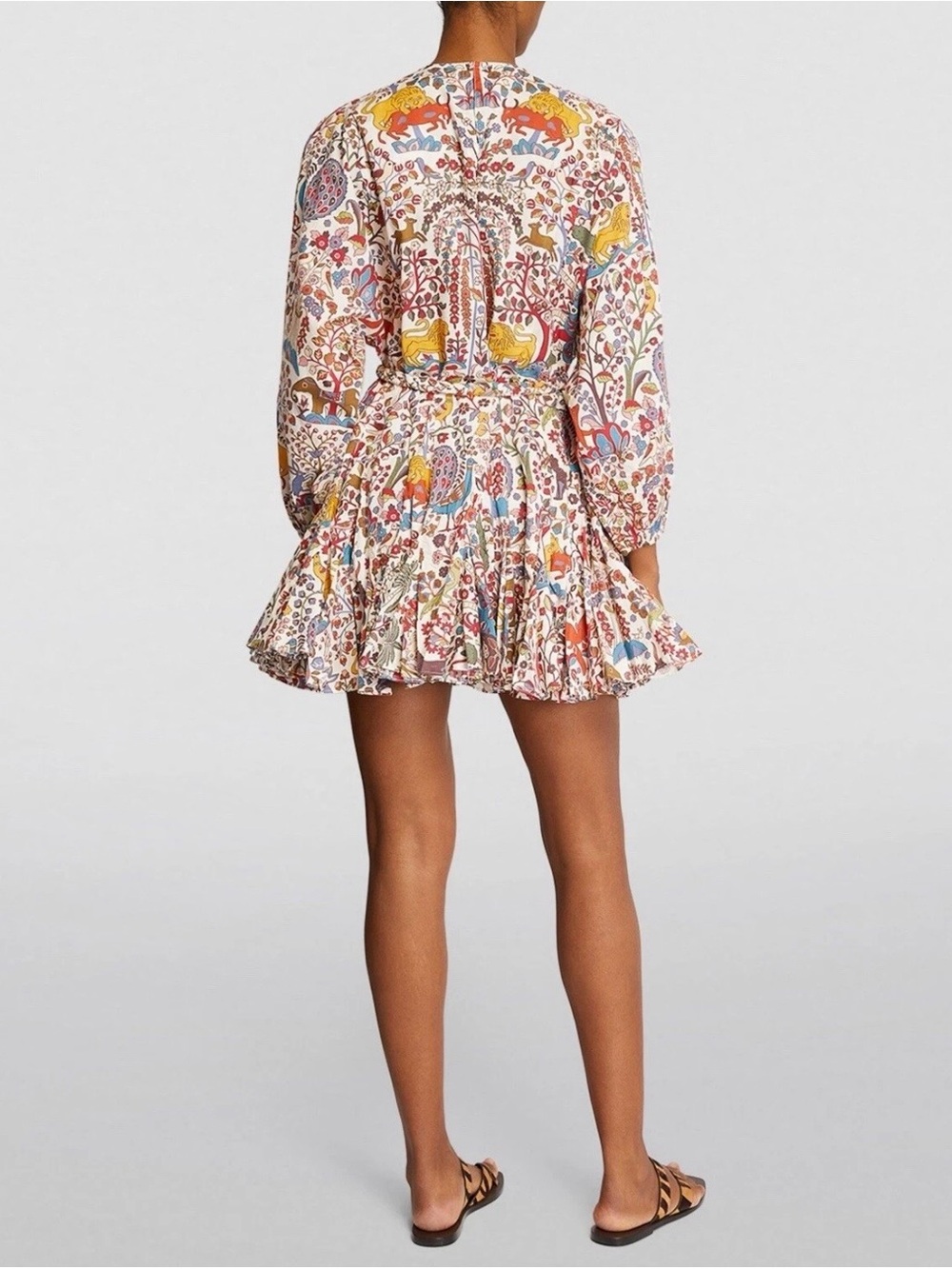 Rhode Ella Jungle Print A-Line Mini Dress Women's XS Belted Boho Long Sleeve - Picture 2 of 11